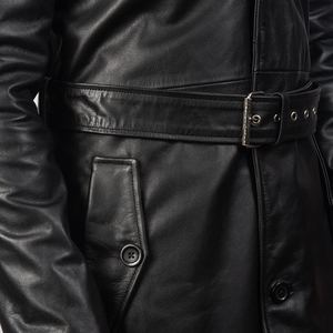 Customized Color Breathable Winter Leather <b>Coat</b> for Men with Long Collar OEM Service Men's Clothing Long <b>Coat</b> - Product Image 5
