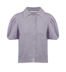 Mejor oferta Primavera Verano nueva camisa de punto de color sólido para mujer Blusa con manga abullonada Casual suelta manga corta transpirable - Product Image 3