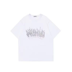 Men's Cotton Oversized <b>T</b>-<b>Shirt</b> Custom Glittering Diamond Heavyweight <b>Black</b> with Short Sleeves and Rhinestone Details - Product Image 3