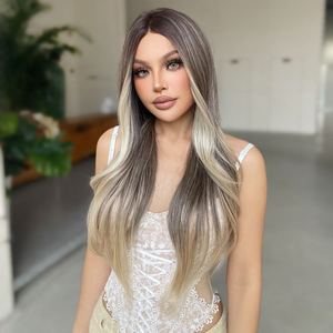 Olive-DWY for Ombre <b>Brown</b> and Blonde Synthetic <b>Wig</b> with Free Part Lace Front Curly Synthetic <b>Wig</b> - Product Image 6