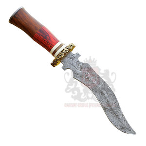 Cuchillos de Caza, Hoja de Acero de Damasco, Punta de Caída, Borde Recto, Mango de Madera, Supervivencia al Aire Libre, Camping, Hoja Fija, Portátil, OEM - Product Image 1