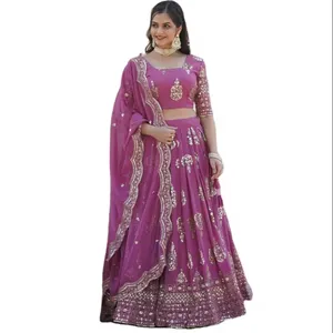 最新设计师派对穿Lehenga Choli为女性印度婚纱网上购物苏拉特