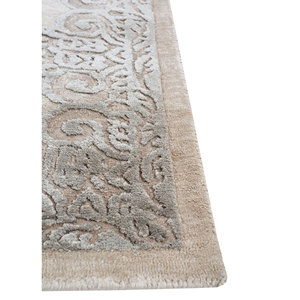 Alfombra de Seda Anudada a Mano AIPS-1005 con Diseño de Gemas Tejidas, Rectangular, Gris y Negro, Estilo Tabriz, para Sala de Estar y Dormitorio, Hecha de Viscosa - Product Image 4