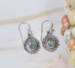 Wholesale 925 Sterling Silver Designer <b>Earrings</b> Minimalist <b>Aquamarine</b> Gemstone Handmade Oval Shape Jewelry for Gift - Product Image 1