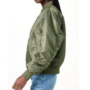Chaquetas de bombardero de satén personalizadas de estilo Atlético Vintage para damas Chaqueta de bombardero de satén informal de alta calidad para mujeres en MOQ bajo - Product Image 6