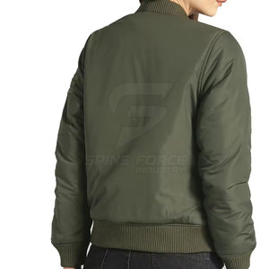 Blouson d'aviateur pour femmes le plus vendu avec col montant personnalisé traitement tricoté doublure en nylon respirant - Product Image 3