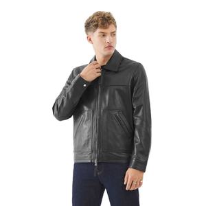 Chaqueta de Cuero Vacuno de Invierno para Hombre de Alta Calidad, Ecológica, Transpirable, con Cuello Camisero, Estilo Urbano Premium - Product Image 1