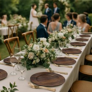Bandeja Redonda Pequeña de Madera de Lujo Ecológica, Cargadores de Madera Sintética para Platos de Cena, Fácil de Limpiar, Utensilios de Cocina - Product Image 5