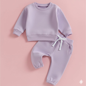 Conjunto de Dos Piezas para Bebé al por Mayor, Sudadera y Pantalones de Color Sólido - Product Image 2