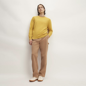 เสื้อวอร์มคอตตอนผ้าฟลีซสีเหลืองล้วนสำหรับฤดูหนาวของผู้ชายเสื้อ100% แบบคลาสสิก - Product Image 2