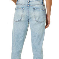 Jeans droits en denim uni taille haute personnalisés, respirants et délavés, vente en gros