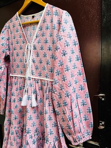 Personalized Looking Printing Cotton Floral Printed Boho Fashion Women's Wear Tier Maxi <b>Dress</b> -V Neckline With Tassel Maxi <b>Dress</b> - Product Image 6