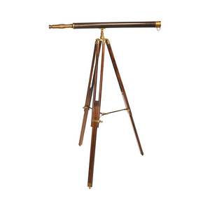 Télescope artisanal en métal et en bois, jumelles en laiton antique montées sur un trépied en bois élégant pour les collectionneurs nautiques - Product Image 5