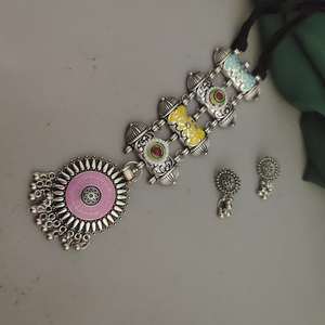 Conjunto de collar y pendientes de corbata Meenakari oxidado más vendido, joyería india de alta calidad directa del proveedor - Product Image 3