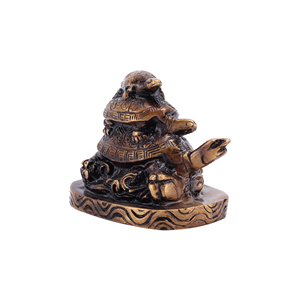 Shubham Brass Feng Shui Famille de tortues à 3 niveaux pour la santé et la force en affaires Gardez à la maison | Bureau | Table de la boutique - Product Image 2