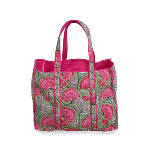 Dernier modèle Sac fourre-tout imprimé Hand Block Sacs de soirée matelassés en coton doux Sortie du fabricant à vendre - Product Image 5