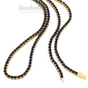 Vente chaude 925 Argent 14K Plaqué Or 5mm Moissanite Diamant Saphir Tennis Chaîne Collier pour Hommes - Product Image 2