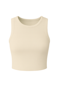 Camiseta sin Mangas de Punto Acanalado Básica para Mujer, Color Sólido, Tejido Elástico Suave, Transpirable, Manga Corta Regular, Estilo Dulce, Informal Diario, OEM - Product Image 3