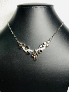 Conjunto de collar y aretes de Plata de Ley 925, diseño único con piedras preciosas de cuarzo ahumado natural para boda o regalo - Product Image 6