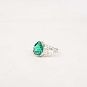 Bague en émeraude verte faite à la main, en argent Sterling 925, bijoux en pierre précieuse en forme de poire, cadeau élégant pour femmes - Product Image 5