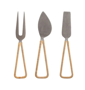 Stainless Steel with Rattan Handle Design Perfect for Tableware <b>Weddings</b> and Cheese Butter Dessert Set - Product Image 4