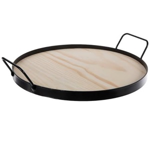 Poignée en métal design attrayante avec plateau de service en bois pour servir des aliments, des fruits, des plats délicieux, vaisselle, utilisation pour servir des aliments - Product Image 2