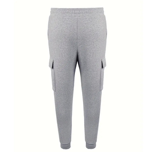 Pantalon de survêtement de luxe pour hommes en coton gris de haute qualité Service OEM personnalisé Nouveau style de pantalons pour hommes en polaire légère à l'avant - Product Image 6