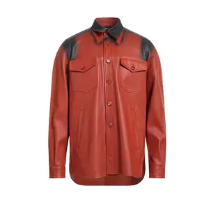 Уличная одежда, Лидер продаж, кожаная рубашка, 2024 дешевая мужская кожаная рубашка, сделанная фабрикой