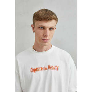 Unisex cattura la bellezza Oversize t-shirt 100% cotone con Design montano e paesaggistico per gli uomini - Product Image 1