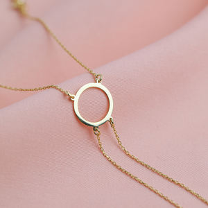 Pulsera de Cadena Chapada en Oro y Rodio con Diseño de Círculo Abierto, Elegante Joyería Turca Hecha a Mano en Plata de Ley 925 - Product Image 4