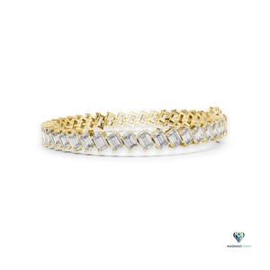 7.52 CT Yellow <b>Gold</b> Emerald Cut Lab Grown Diamond Tennis Bracelet in 18K <b>Solid</b> <b>Gold</b> - Product Image 2