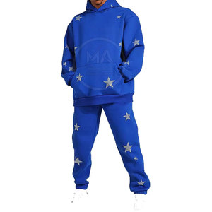 Ensemble de survêtement d'hiver pour hommes de haute qualité dernière conception décontracté à manches longues noir motif solide grande taille 100% coton respirant - Product Image 1