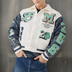 Chaqueta Bomber Clásica Deportiva de Lana para Hombre, Ligera, Transpirable, con Cierre de un Solo Botón, Puños y Dobladillo Acanalados - Product Image 1