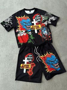 Ensemble chemise et short streetwear à imprimé graphique, logo personnalisé, tenue streetwear urbaine pour homme - Product Image 2