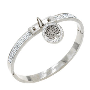 Gold Plated Stainless Steel Tree of Life <b>Bangle</b> Bracelet Elegant <b>Fine</b> <b>Bangle</b> Jewelry - Product Image 1