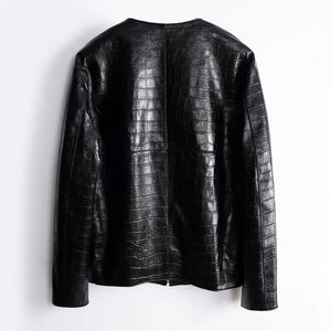 Veste pour homme Vente en gros Fashion Personality Design Col en V Fermeture éclair Grain de crocodile noir Dames Prix raisonnable OEM - Product Image 3