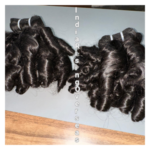 Extensions de cheveux indiens ondulés naturels, cheveux de temple bruts, texture douce, cheveux humains non traités, double trame : modèle non permanent - Product Image 2