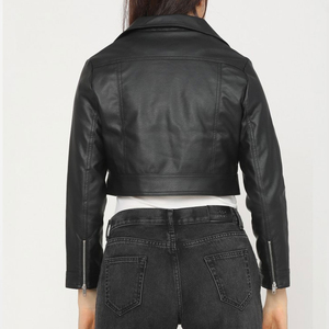 Chaqueta de Cuero para Mujer, Estilo Urbano, Superventas, Ligera, Corta, Manga Larga, Moderna, Servicio OEM, Chaqueta de Cuero para Mujer Teñida Lisa - Product Image 4