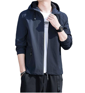Chaqueta Cortavientos Casual de Lona con Capucha para Hombre, Personalizada, de Invierno, Transpirable, de Secado Rápido, con Logotipo Frontal, para Exteriores, OEM, de Alta Calidad - Product Image 1
