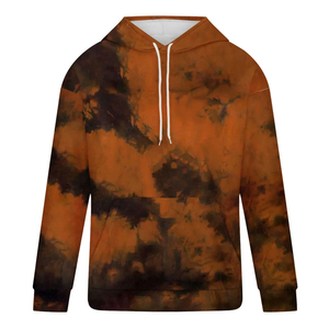 Jersey informal para hombre, de lana de manga larga Sudadera con capucha, sudadera teñida de corbata de talla grande con bolsillo, estampado Digital de invierno - Product Image 6