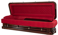Cercueil et urne funéraires de luxe en acajou massif sculpté avec doublure en velours rouge, cercueil funéraire personnalisable