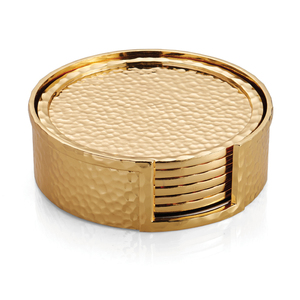 Sous-verres ronds recyclés en métal avec trou Lot de 6 pièces, Sous-verre en métal Lot de 6 - Product Image 3