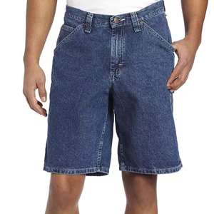 Pantalones cortos de mezclilla de verano transpirables lavados con ácido azul claro personalizados para hombre, decoración de botones rectos Vintage, diseño de llamarada de sol desgastado - Product Image 2