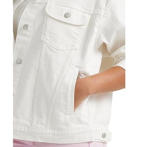 Tendencia de moda de fábrica de etiqueta privada mejor material cliente exigido para las chaquetas de mezclilla de las mujeres - Product Image 4