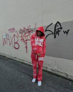 ชุดวอร์มลำลองสำหรับฤดูหนาวแบบยูนิเซ็กซ์ ขายส่ง รับสกรีนโลโก้ ชุดออกกำลังกาย เสื้อฮู้ดดี้และกางเกงขายาว ดีไซน์ทันสมัย ชุดกีฬา - Product Image 4