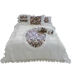 Luxury cotton bedding sets 3 4 6 7 pieces bed sheet pillow case duvet cover bedding sets for queen king size