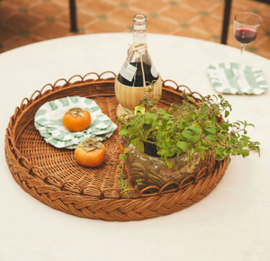 ถาดเสิร์ฟหวายกลมธรรมชาติสำหรับใช้ตกแต่งเครื่องดื่มและเครื่องประดับ - Product Image 4