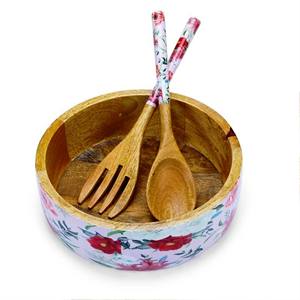 Nouvel ensemble d'accessoires pour salade en bois d'acacia, écologique, compatible lave-vaisselle, ustensiles de cuisine, fabriqué en Inde - Product Image 5