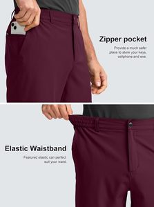 Short de golf décontracté pour homme 100% coton, léger, respirant, à séchage rapide, motif solide avec 3 poches, respectueux de l'environnement - Product Image 3