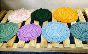 Posavasos de flecos de macramé, posavasos tejido, algodón suave, tapete de vela de macramé, Decoración de mesa Bohemia - Product Image 3